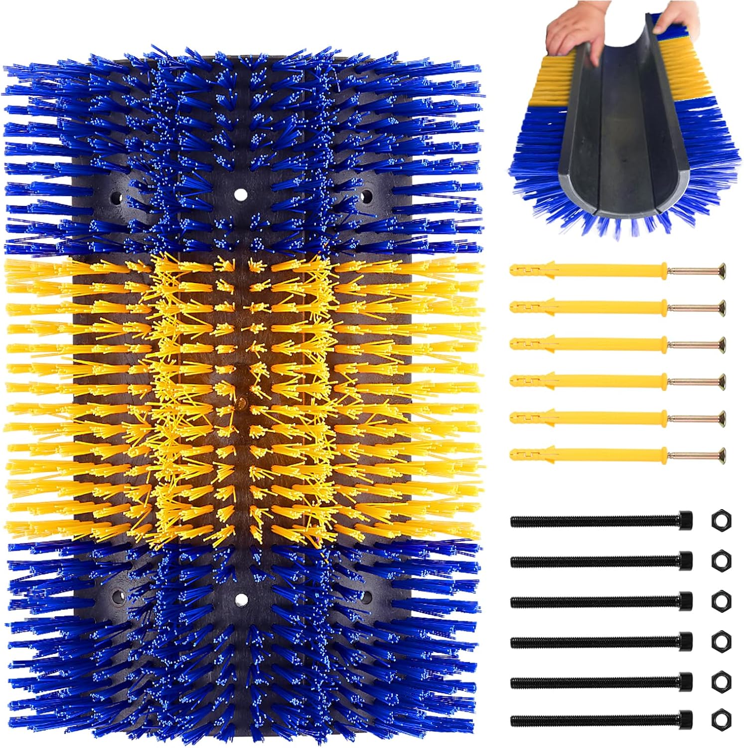 Extra Large Size Livestock Scratching Brush, Upgraded Horse/Goat/Cow/Cattle Scratcher Brush for Grooming, Itch Relief Horse Scratcher Brushes Kit with Two Sets of Mounting Screws(1-Pack,Black) - Image 15