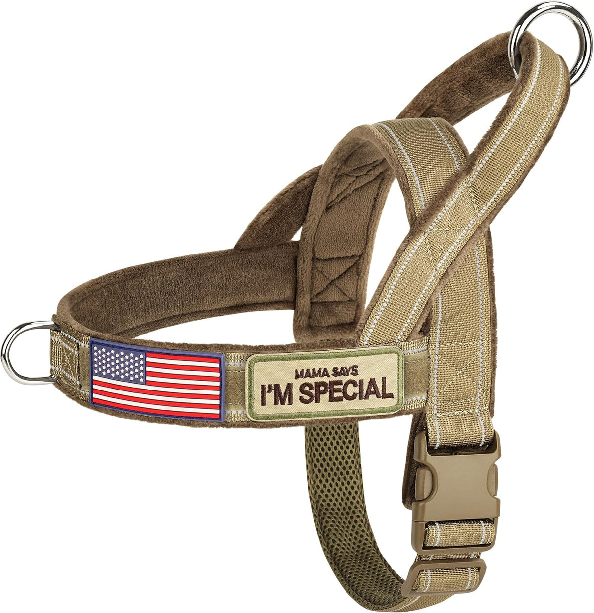 Forestpaw No Pull Dog Harness with Large Handle,Slip on Reflective Vest with Quick Release Buckle,Comfortable Flannel Lining for Medium Large Dogs Walking Training (Includes 3 Patches),Brown L - Image 15