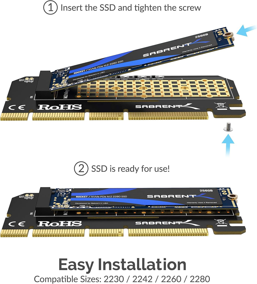 Sabrent EC-PCIE expansion card with its heavy duty aluminum heatsink cover detached