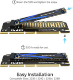 Sabrent EC-PCIE expansion card with its heavy duty aluminum heatsink cover detached