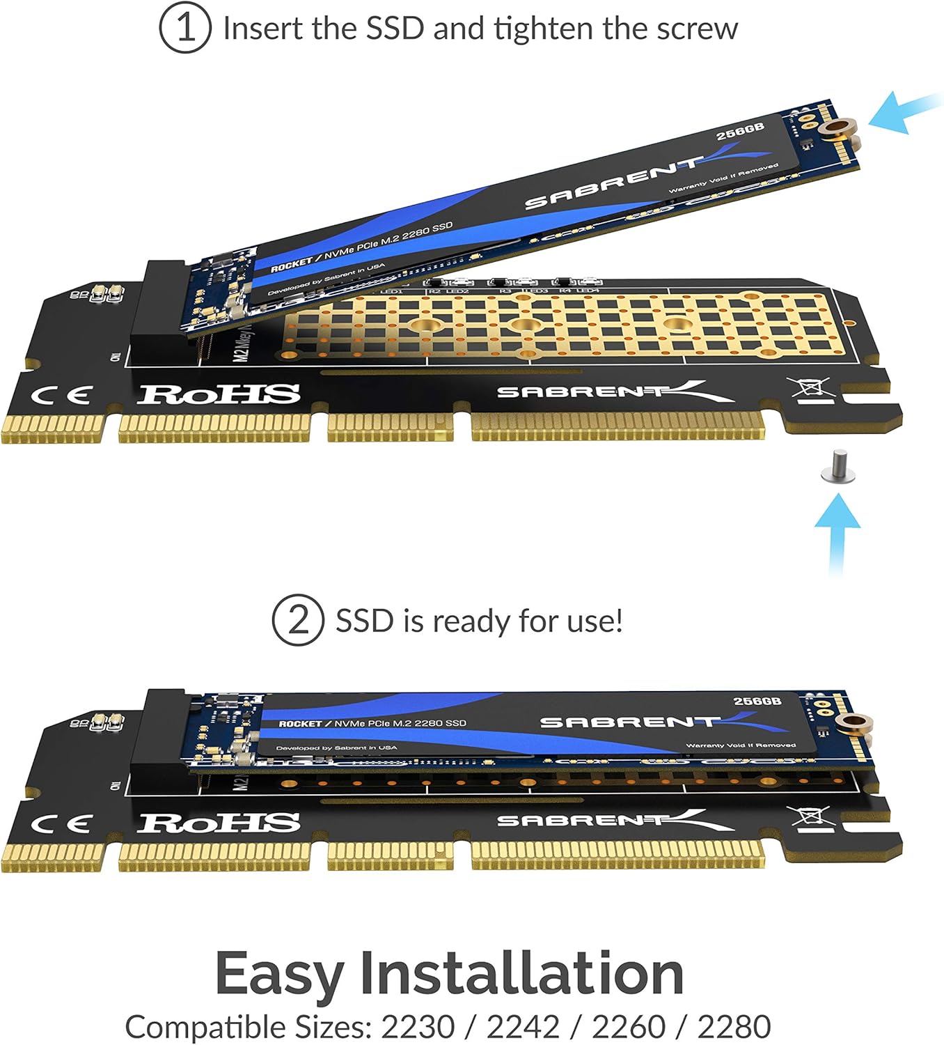 Sabrent EC-PCIE expansion card with its heavy duty aluminum heatsink cover detached