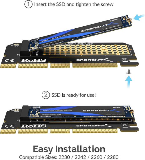 Sabrent EC-PCIE expansion card with its heavy duty aluminum heatsink cover detached