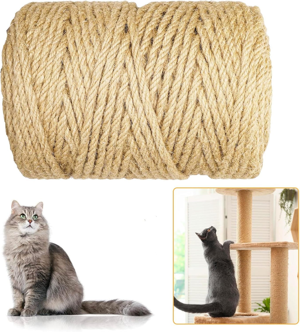 164FT/50M Natural Sisal Rope for Cat Scratching Posts, 6mm Thick Jute Hemp Cat Rope for Cat Tree Replacement, Cat Scratch Post Repair, DIY Projects, and Furniture Wrapping - Image 9