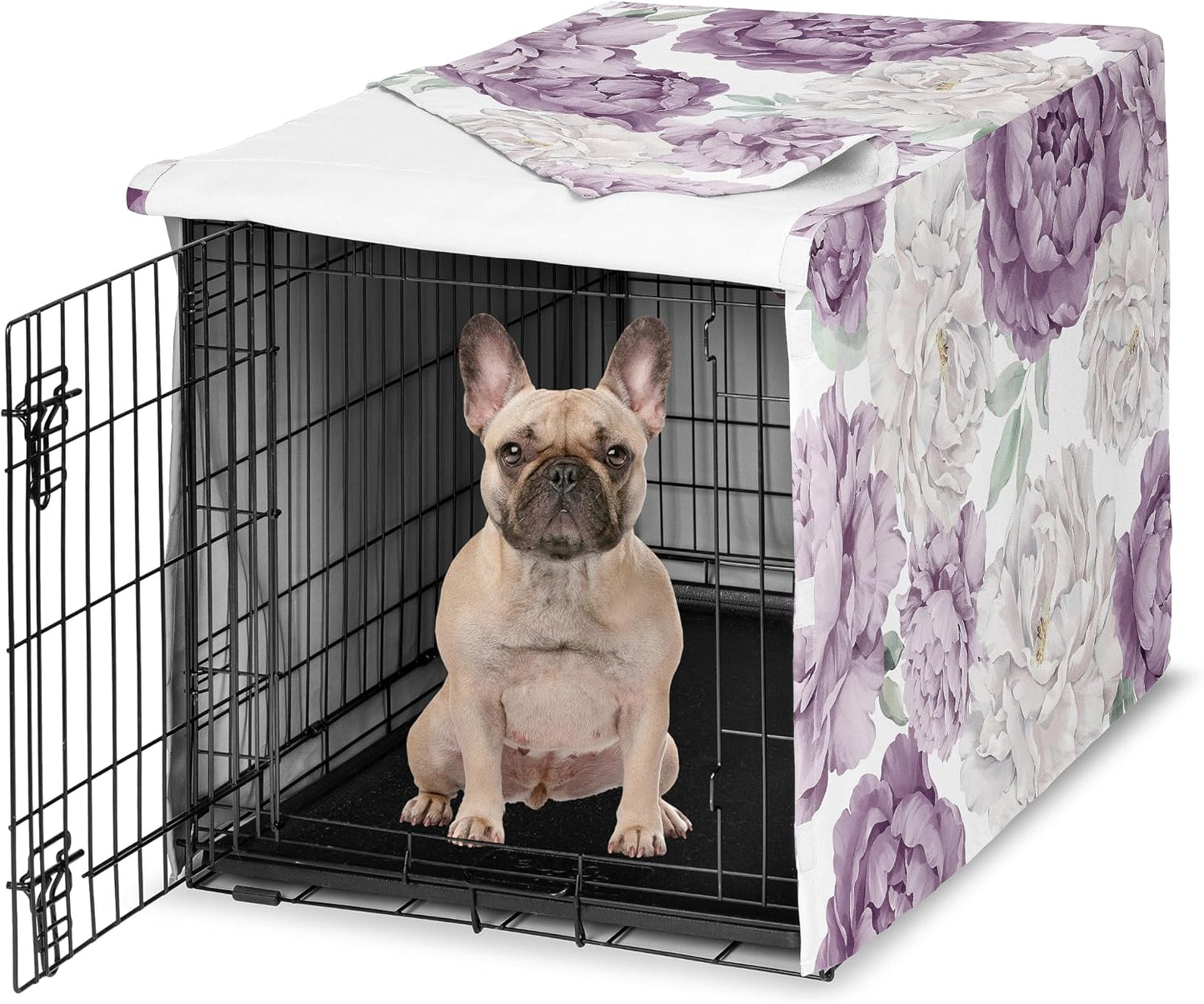 Sweet Jojo Designs 24in. Small Dog Crate Cover (Black Boho Wildflower) for Girls Pet Cage, Kennel Covers (Vintage, Floral, Leaves, Botanical, Paisley, Flower, Bohemian, Farmhouse, Orange, Blue, Teal) - Image 11