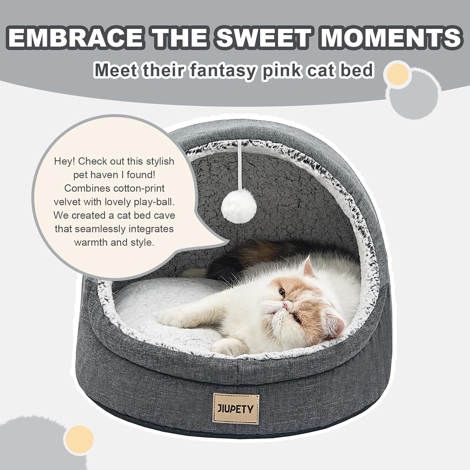 Jiupety cat cave bed showing anti-slip bottom detail