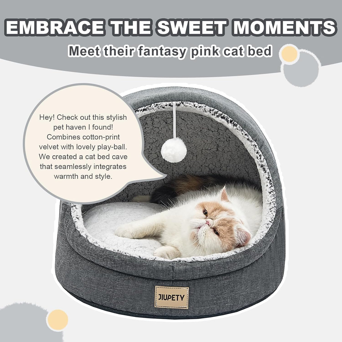 Jiupety cat cave bed showing anti-slip bottom detail