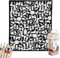 Generic DIY coloring blanket for adults front view featuring uncolored cats and dogs velvet pattern