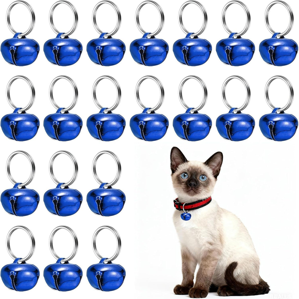Cat Bells, Small Pets Cross Copper Bells Collars Charm with Key Rings Loud Crisp Sound Anti-Lost - Image 13