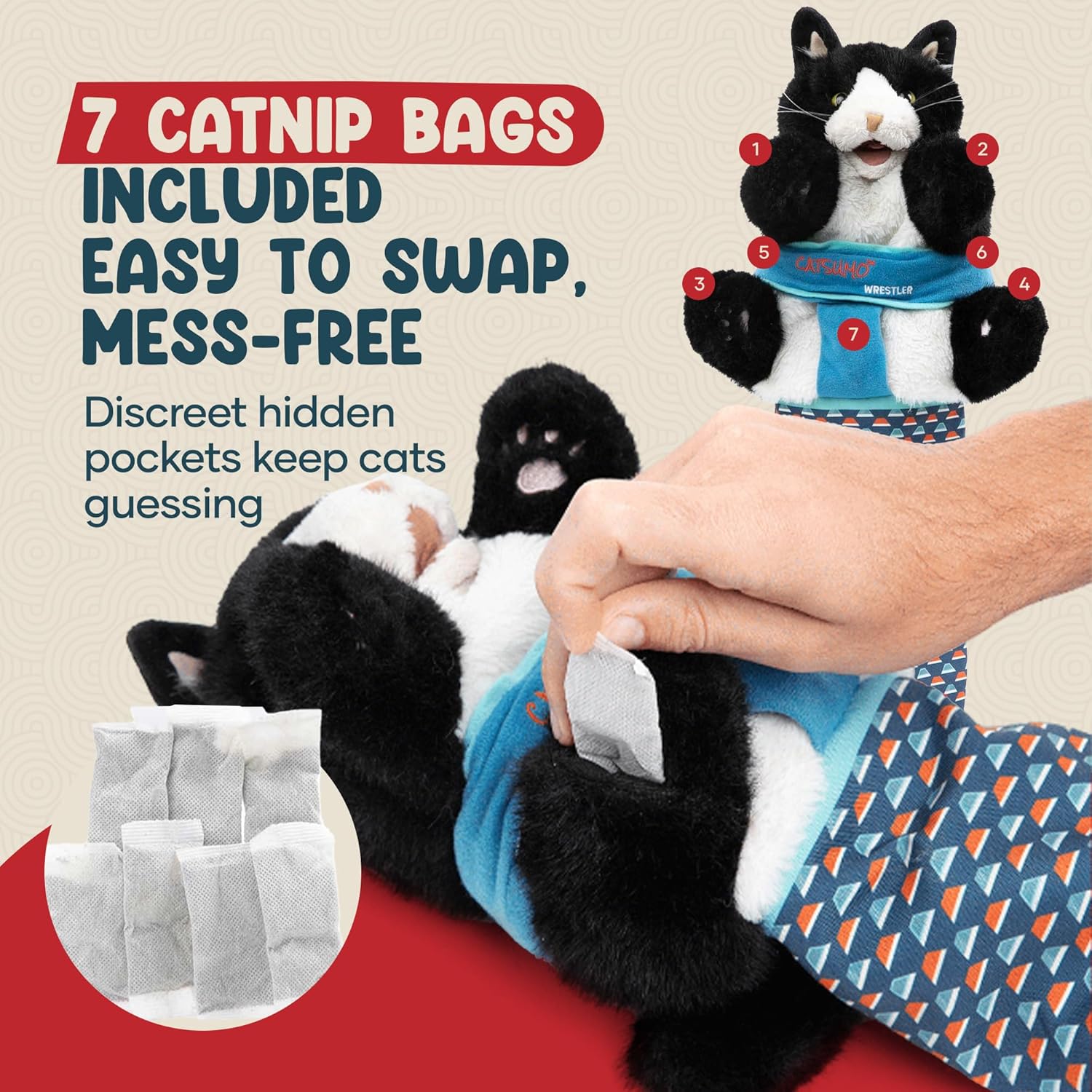 Premium imported cat wrestling glove puppet showing moveable legs and mouth