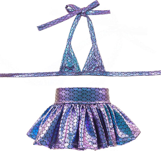 CuteBone dog bikini dress front view purple mermaid swimsuit for small dogs