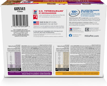 Hill's Science Diet Roasted Chicken and Braised Beef stews 12-pack cans.