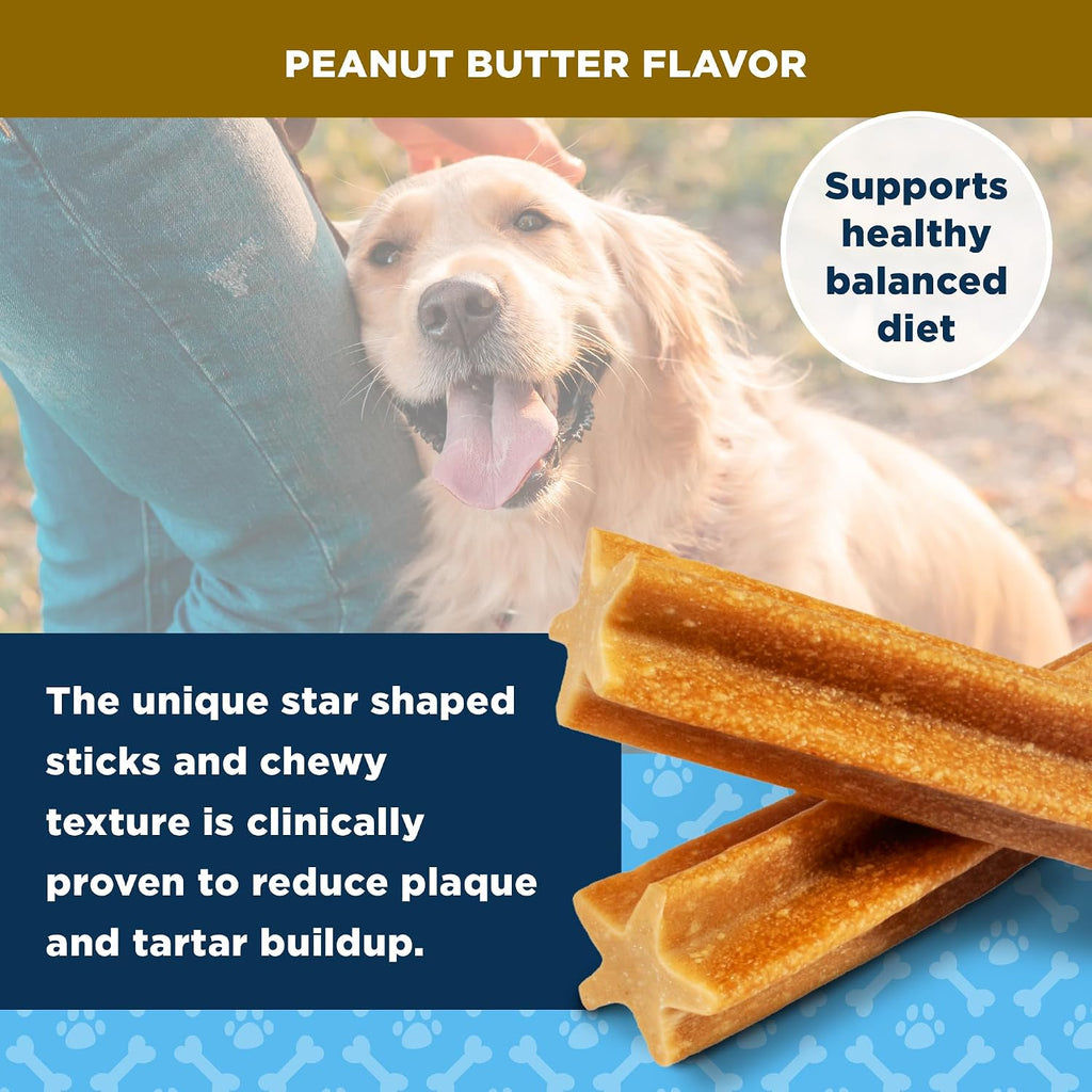 Star shaped dog dental chews for plaque and tartar control close up