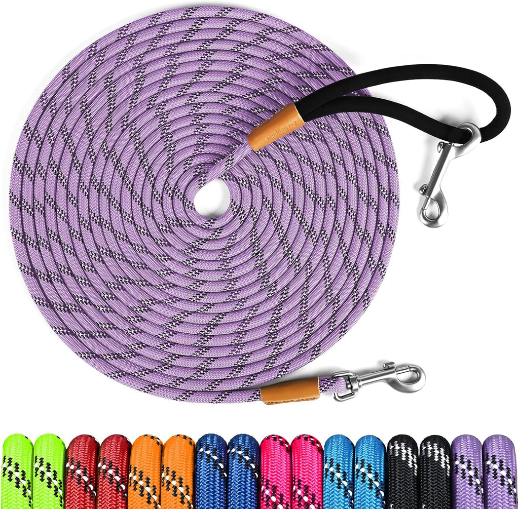 lynxking Long Dog Leash Reflective 15ft 30ft 50ft Check Cord Training Lead Padded Handle Heavy Duty Rope for Puppy Small Medium Large Dogs (Light Blue, 30ft x 3/8inch) - Image 12