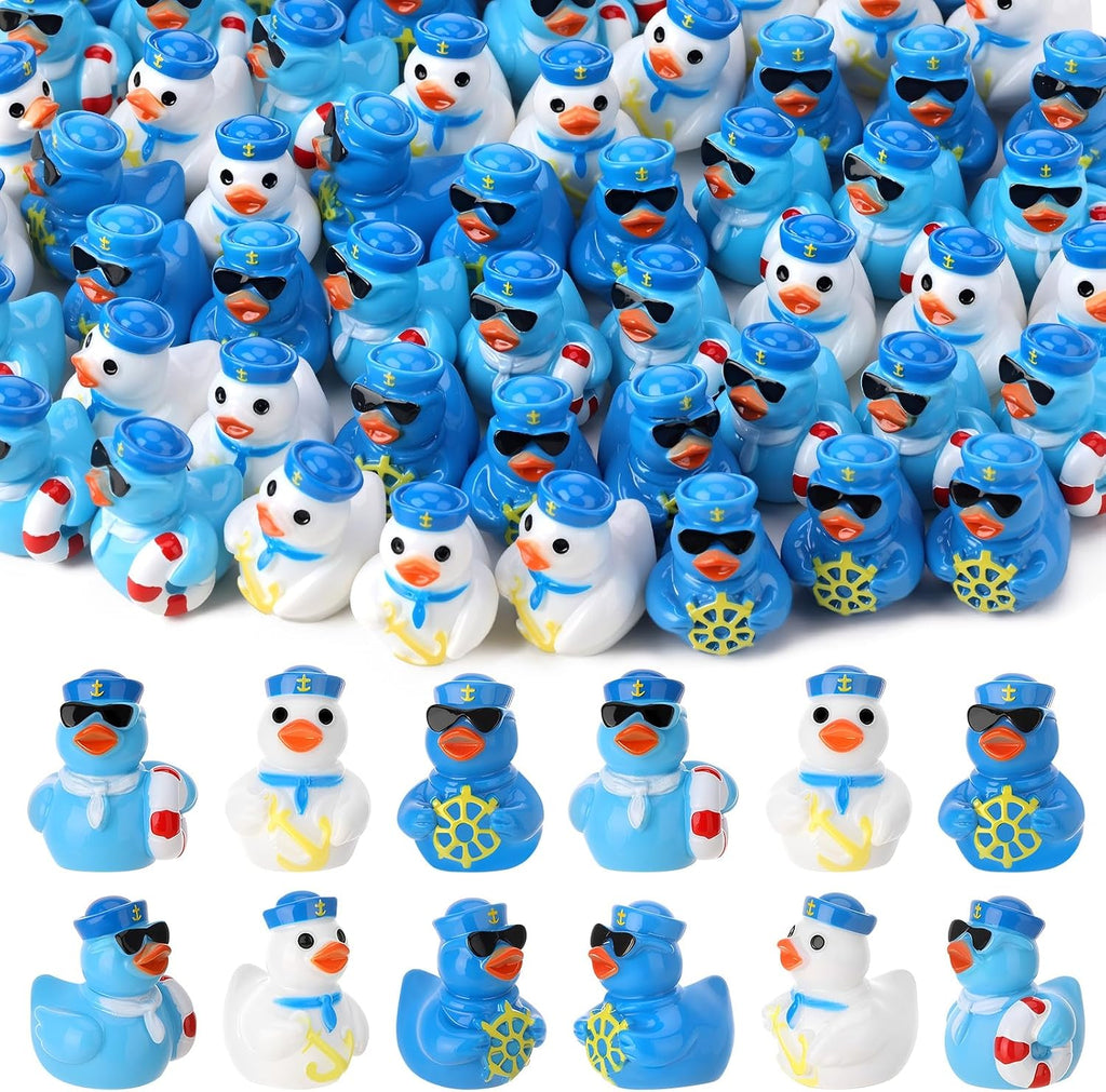 GGSTDDUP mini resin sailor cruise ducks sixty pieces front view showcasing three distinct nautical styles