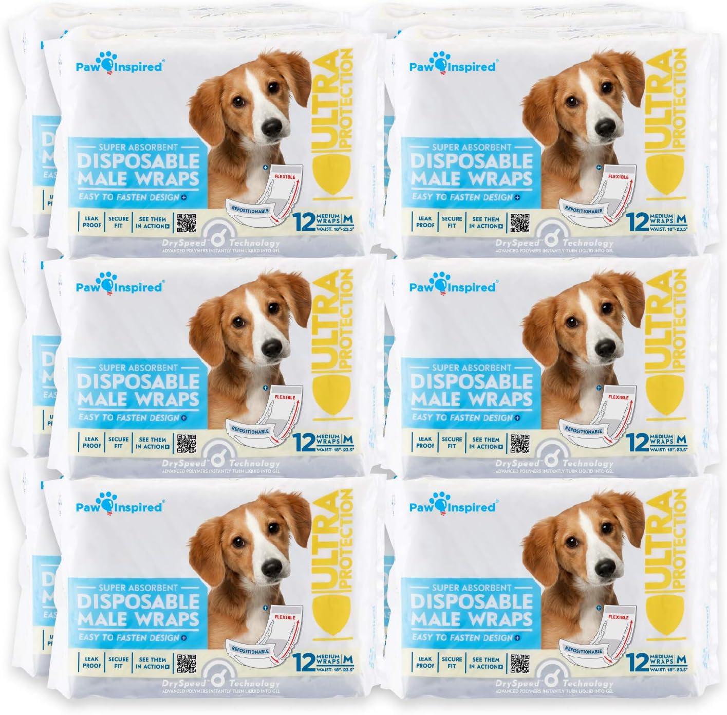 Paw Inspired Disposable Male Dog Wraps, Belly Band for Dogs | Disposable Dog Diapers | Belly Bands for Male Dogs (12 Count, X-Small) - Image 12