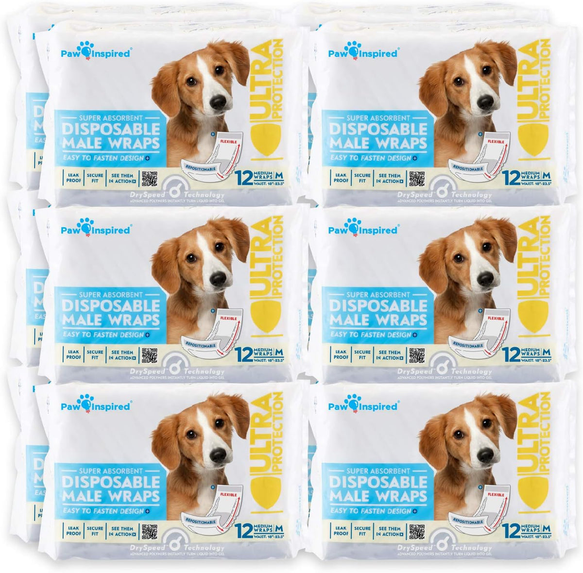 Paw Inspired Disposable Male Dog Wraps, Belly Band for Dogs | Disposable Dog Diapers | Belly Bands for Male Dogs (12 Count, X-Small) - Image 12