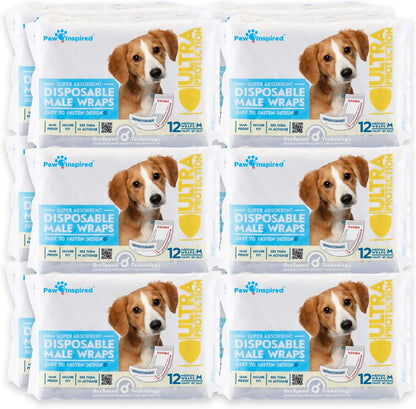 Paw Inspired Disposable Male Dog Wraps, Belly Band for Dogs | Disposable Dog Diapers | Belly Bands for Male Dogs (12 Count, X-Small) - Image 12