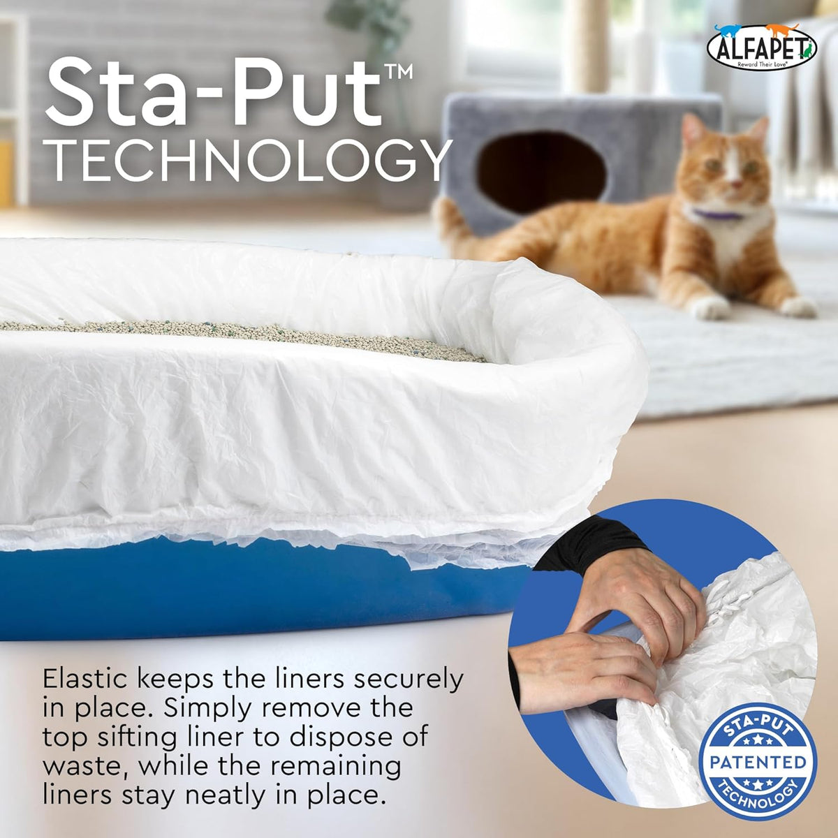 Alfapet kitty litter box liners side angle display