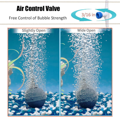 Wonfly durable fish tank aeration accessories kit installed showing secure glass suction cup placement.