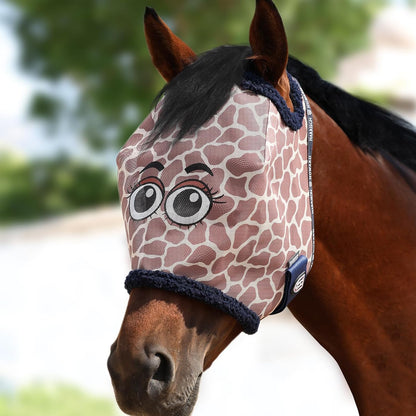 Harrison Howard All Round Mesh Horse Fly Mask UV Protective with Fleece Padded Edging and Fun Prints Forelock Opening Design Mask for Horse Giraffe Large - Image 9