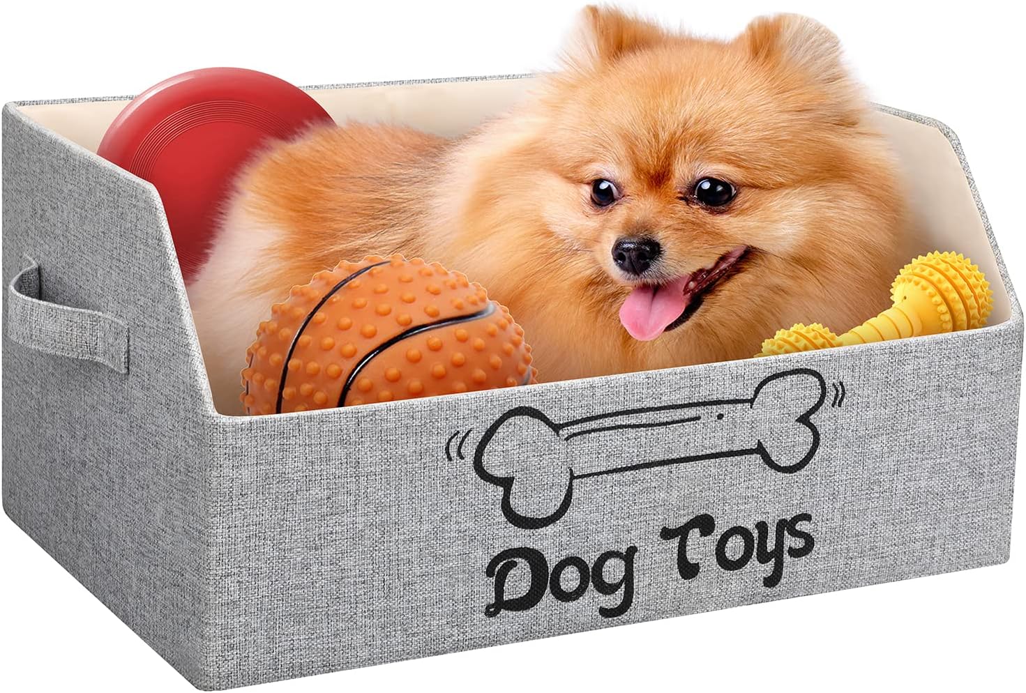 LOVSTORAGE multipurpose grey cat bed and toy storage organizer setup in a modern room