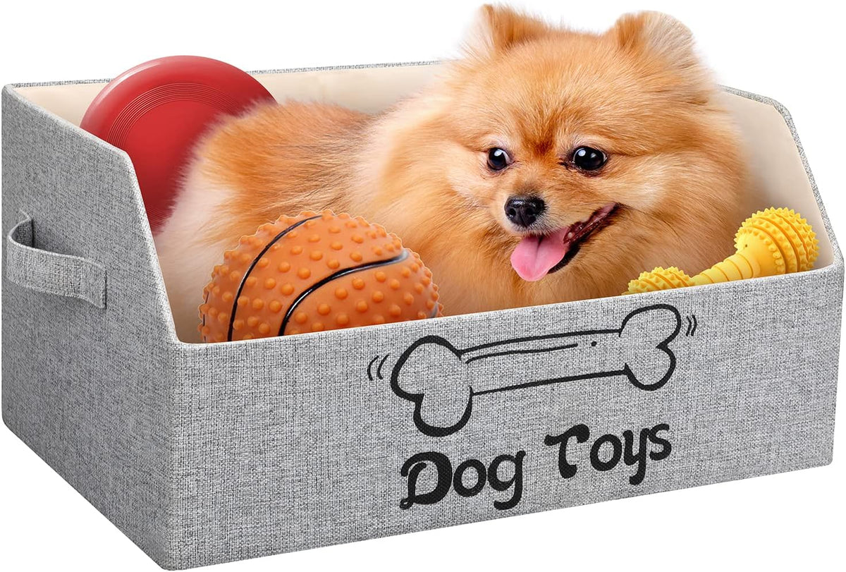LOVSTORAGE multipurpose grey cat bed and toy storage organizer setup in a modern room