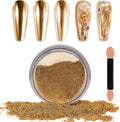 Laza chrome nail powder jar front view with gold metallic finish