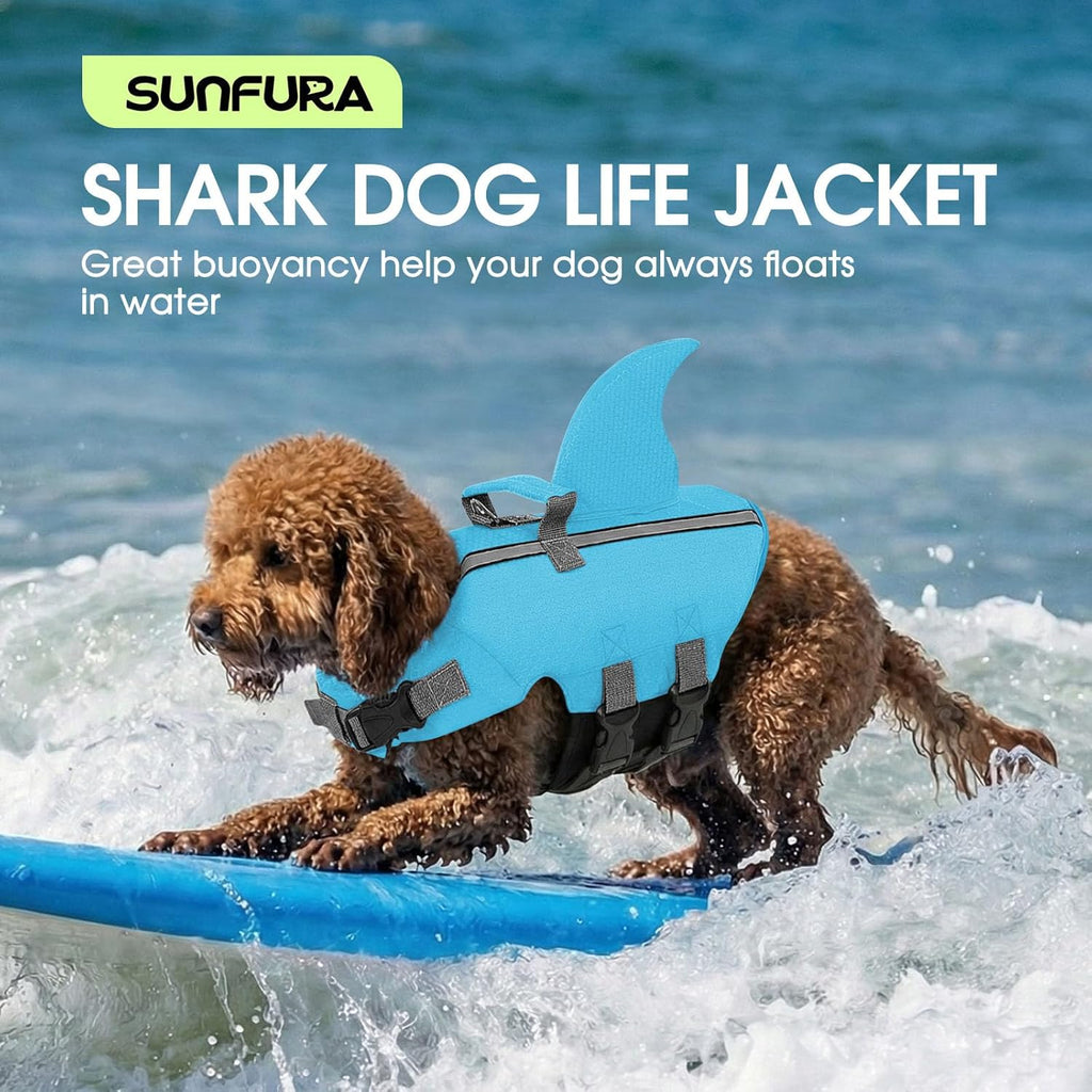 Top view of pet life preserver highlighting the sturdy lifting handle.