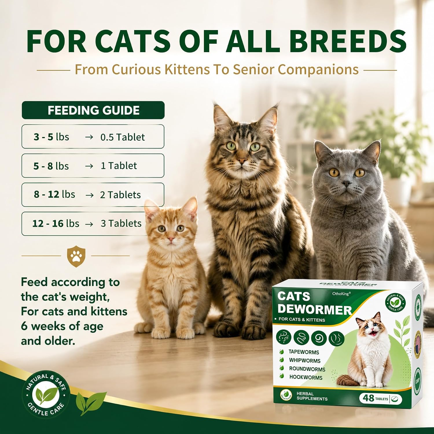 USA imported premium pet deworming tablets package back labels showing directions for use.