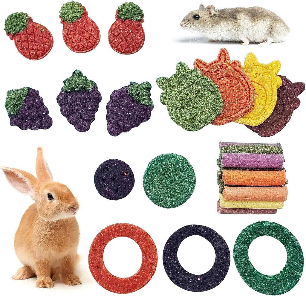 Fhiny 12 PCS Rabbit Timothy Hay Chips Toys, Natural Bunny Molar Treats with Herbal Flowers Rabbit Chew Toys for Teeth Small Animal Snacks for Rats Chinchillas Guinea Pigs Hamsters - Image 10