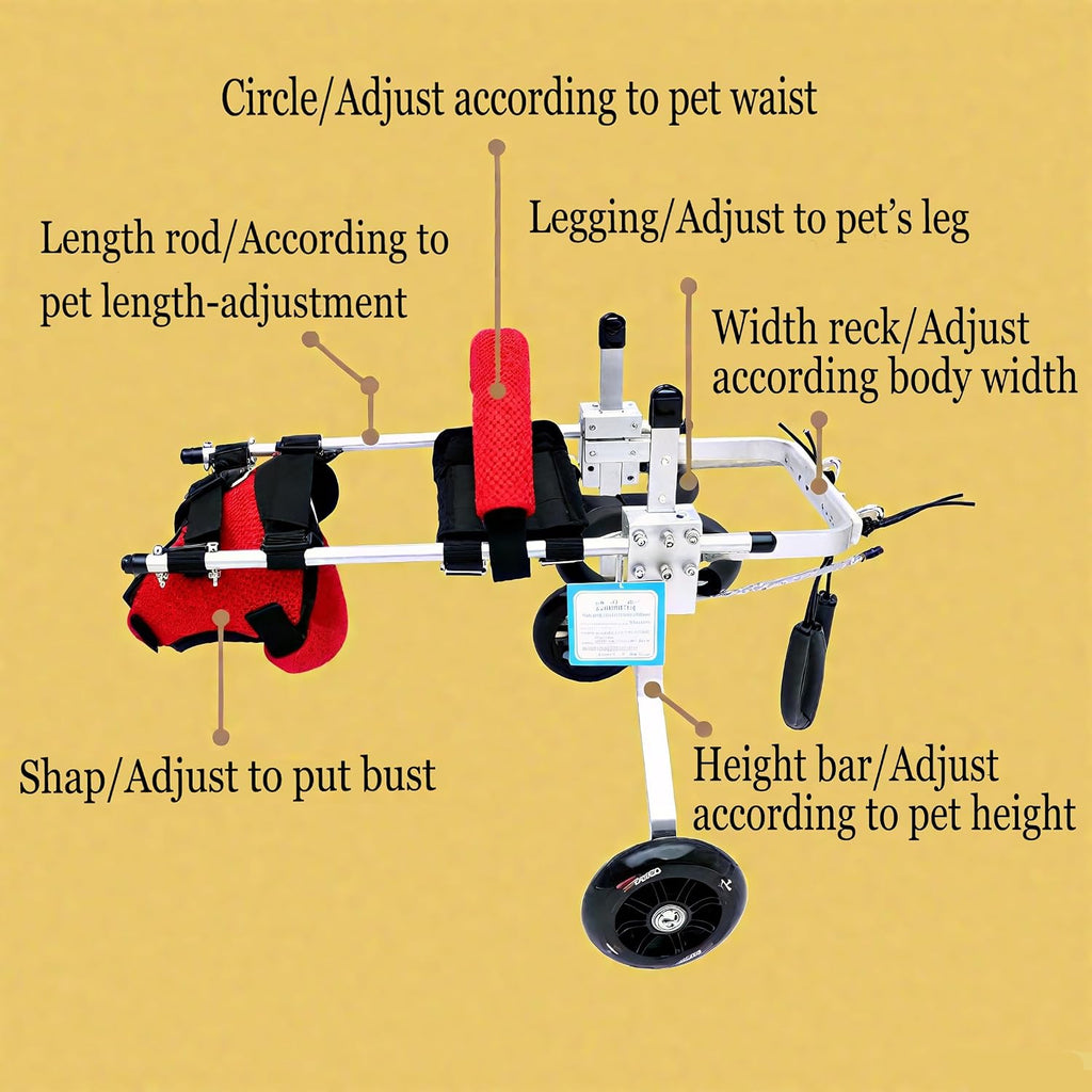 Tosphu pet wheelchair lightweight aluminum frame side view