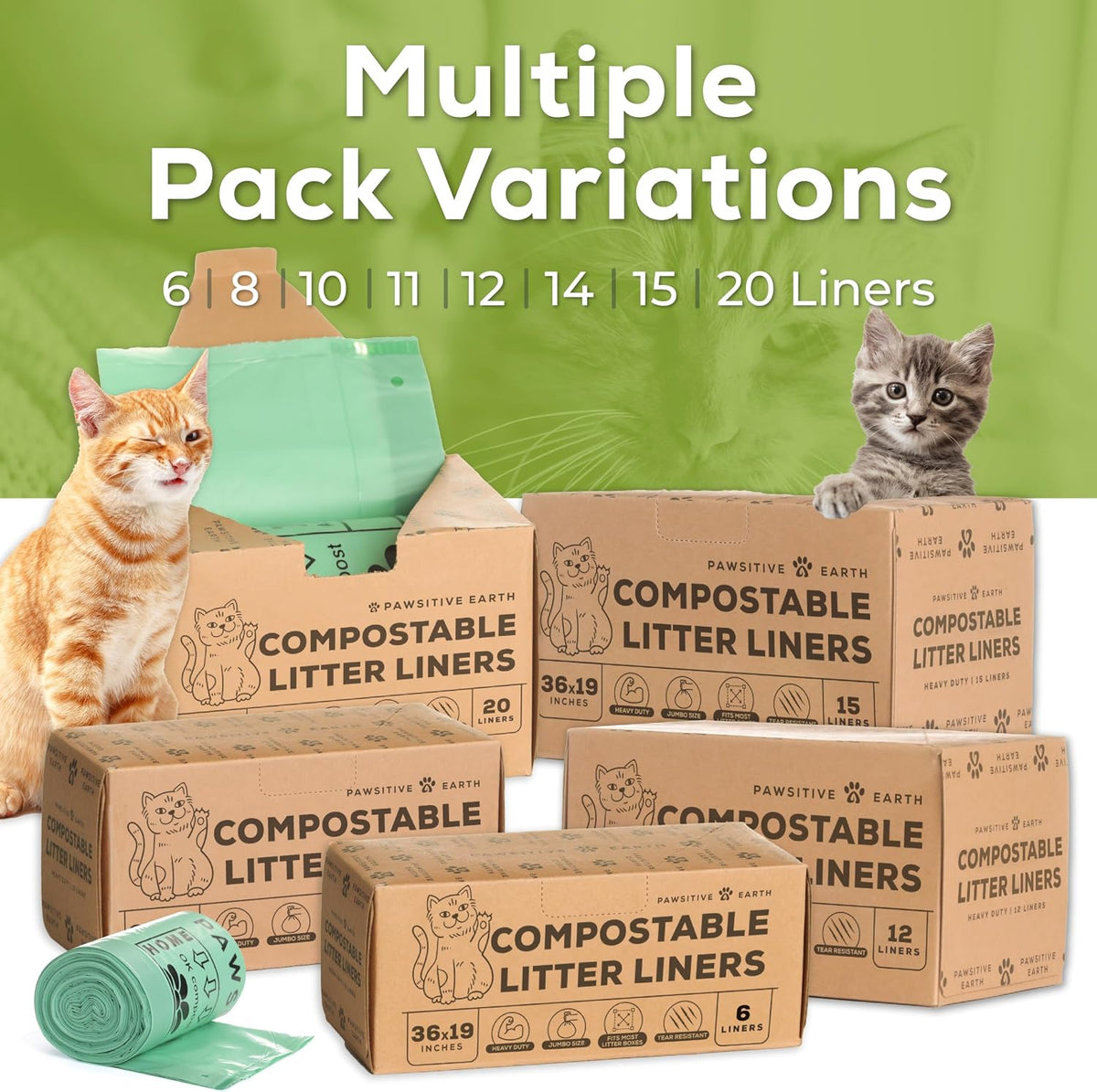 Easy pet cleanup demonstration using drawstring compostable cat waste liners.