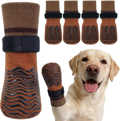 Kuoser Dog Socks for Hardwood Floors Anti Slip, Grippy Socks for Dogs to Prevent Licking Paws, Comfy Booties Dog Anti Scratch Socks Pet Protectors for Jnjured Paw, 4 Pack-S - Image 15