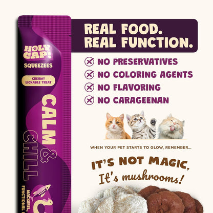 Holy Cap cat puree treat being squeezed onto a lick mat