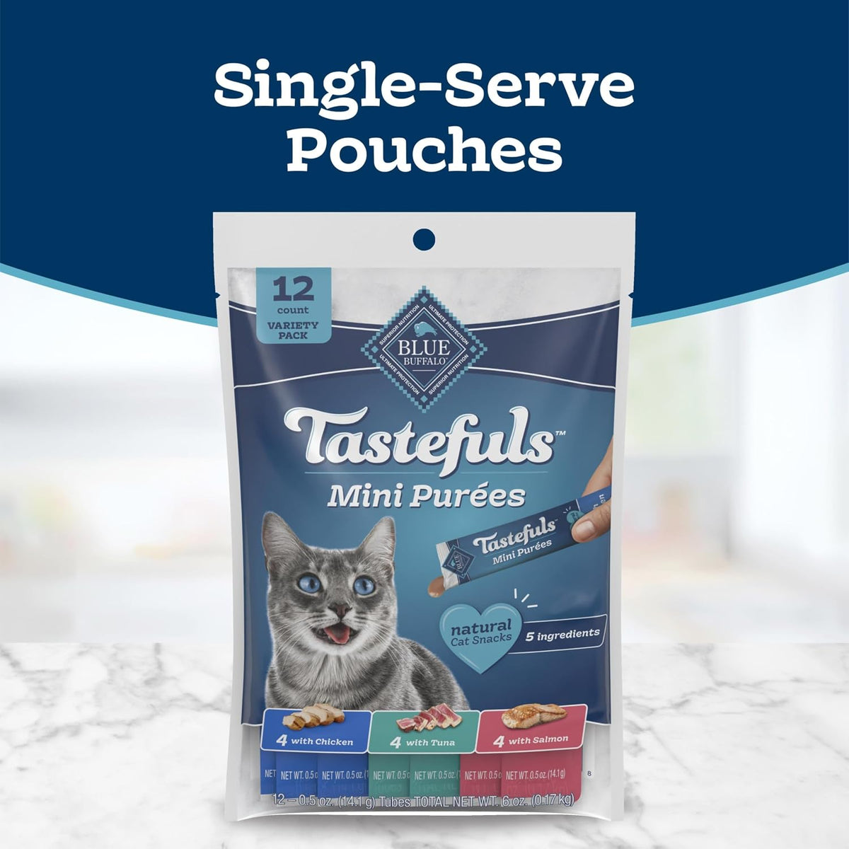 Blue Buffalo cat treats variety pack packaging details