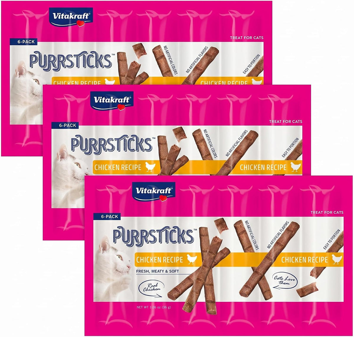 Vitakraft PurrSticks Cat Treat, Chicken Recipe, 6 Count - Image 9