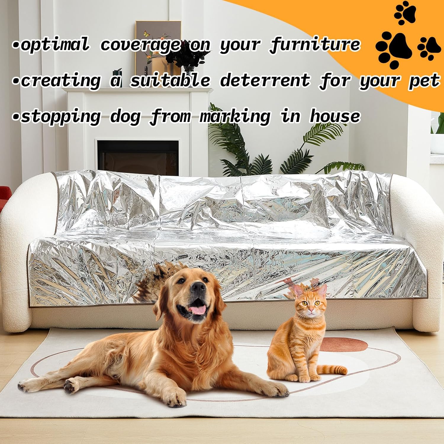 Brown pet deterrent mat placed on a living room sofa