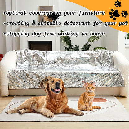 Brown pet deterrent mat placed on a living room sofa