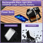 Benss rechargeable blacklight being used outdoors for scorpion detection during camping.