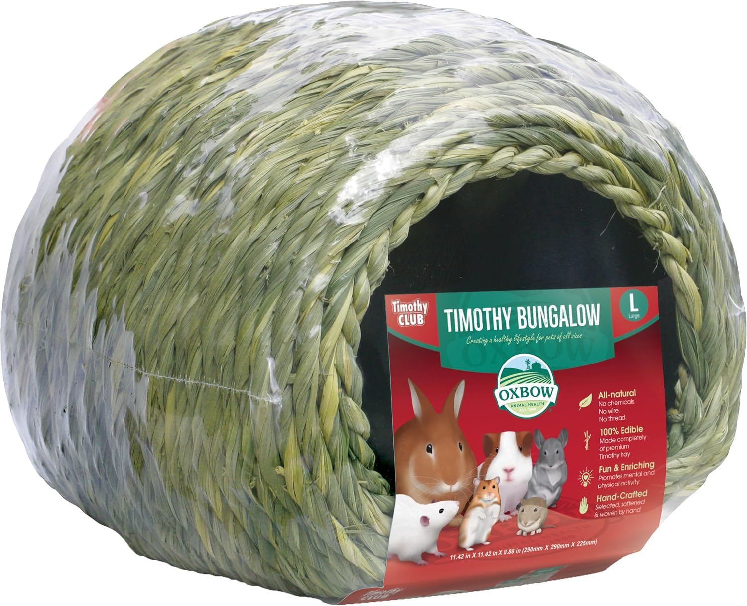 Oxbow Timothy Hay Bungalow, Rabbit & Guinea Pig Hideout, Edible & Hand-Woven Bunny House, No Wires or String, Small Pet Accessories, for Rabbits, Guinea Pigs, Chinchillas & Rats, Large - Image 1