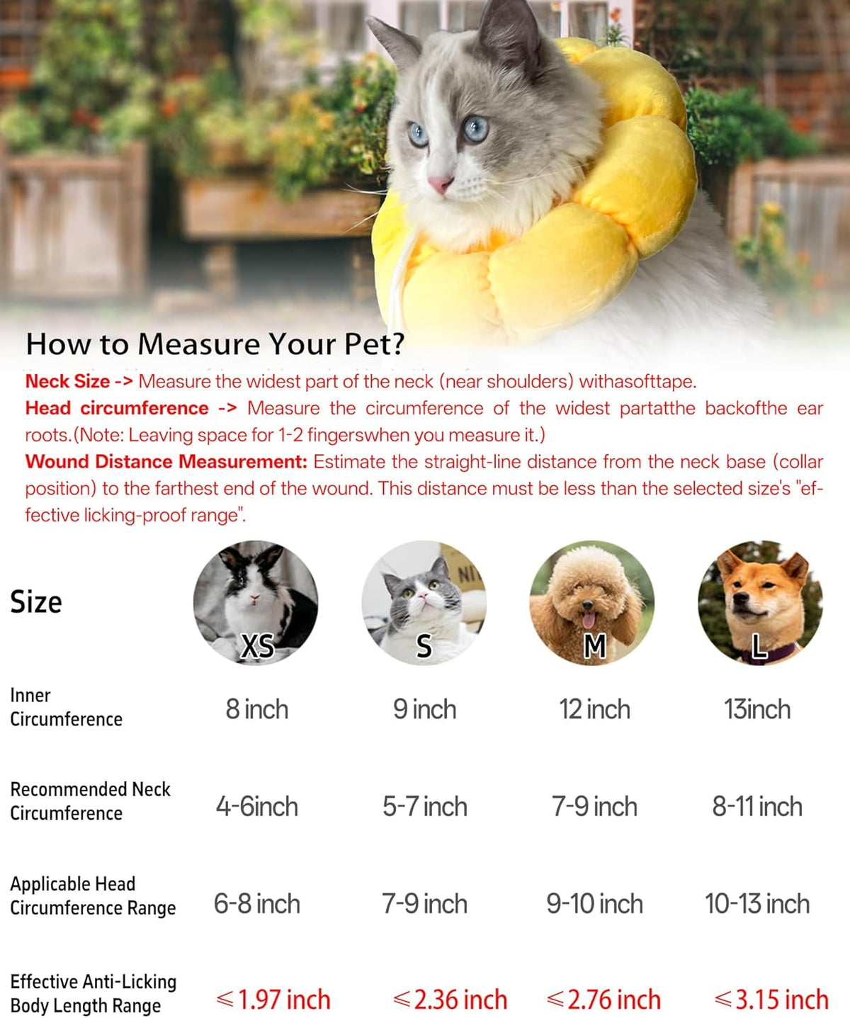 Soft adjustable Elizabethan E collar yellow sunflower design for small dogs
