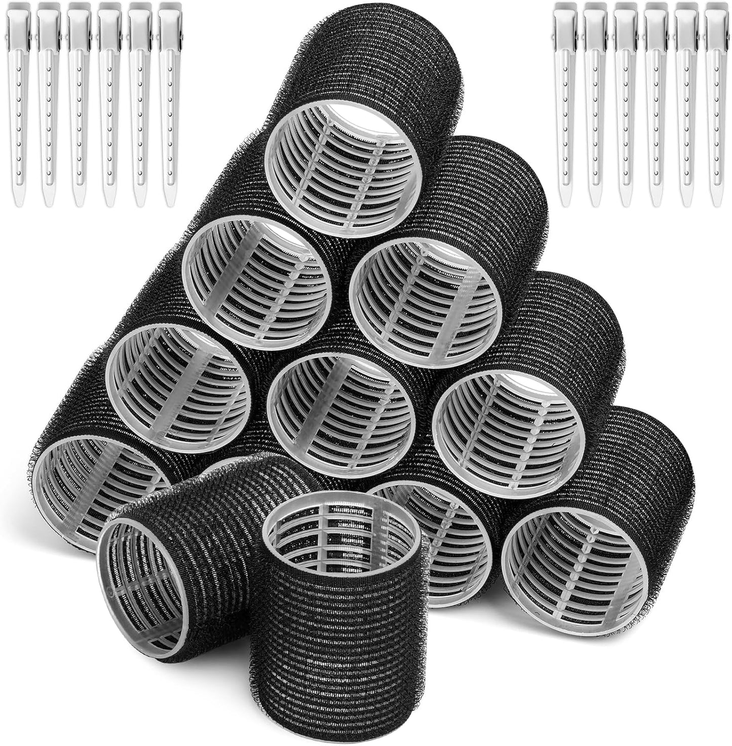 Sweet Online Deal big self grip hair curlers rollers front view showing black velcro texture