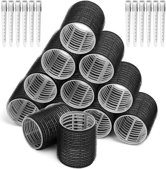 Sweet Online Deal big self grip hair curlers rollers front view showing black velcro texture