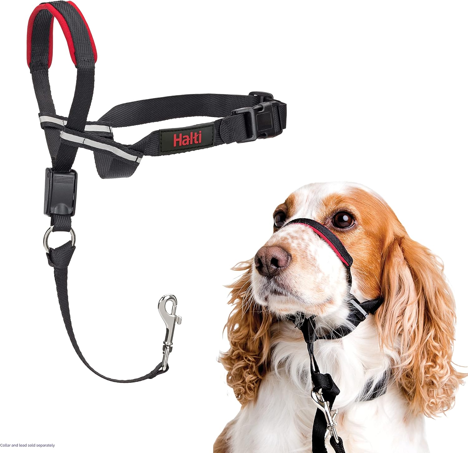 Halti Optifit Headcollar - Stop Your Dog Pulling on the Leash. Adjustable, Reflective and Lightweight, with Padded Nose Band. Dog Training Anti-Pull Collar for Medium Dogs (Size Medium) - Image 1