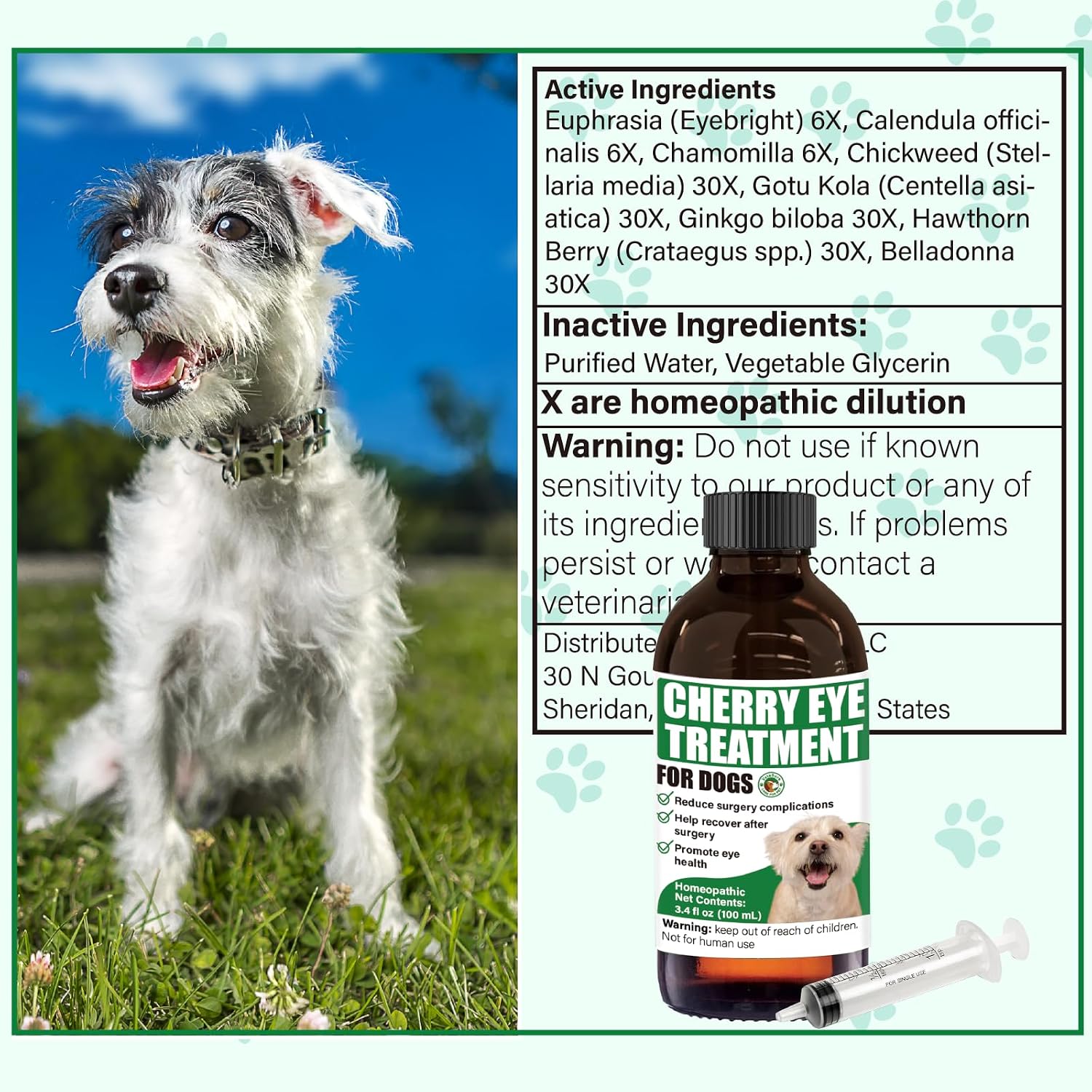 VetaSure liquid supplement for reducing dog eye redness and swelling