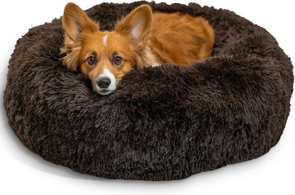 Best Friends by Sheri The Original Calming Donut Dog Bed for Small Dogs up to 25 lbs, Shag Faux Fur, Taupe, 23" x 23" - Image 14