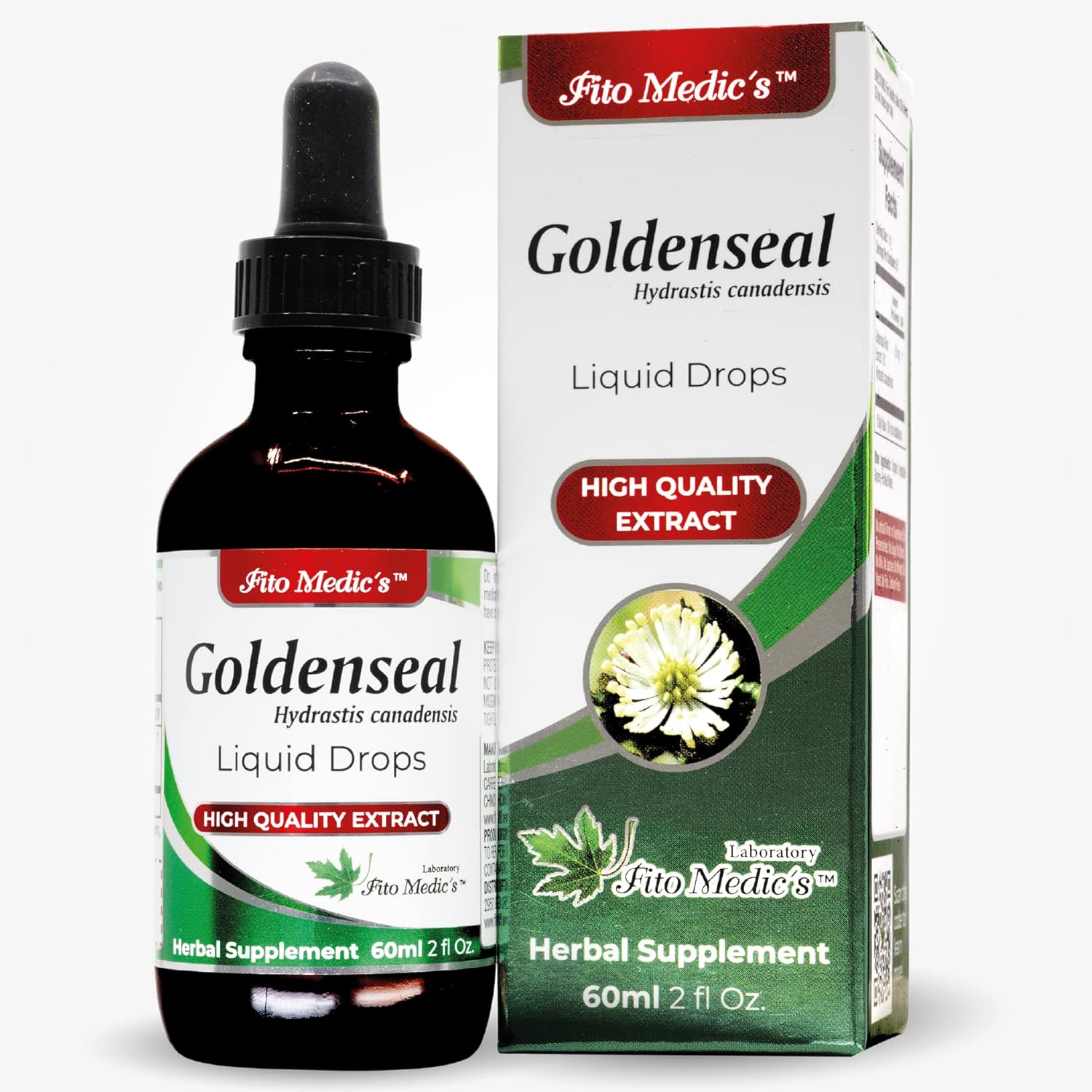 Herbal Island Fito Medics Goldenseal Root Tincture front view showing the 2 fluid ounce bottle
