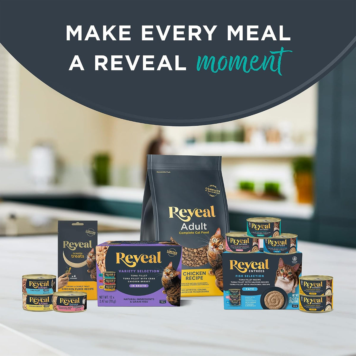 Reveal single ingredient cat treat packaging details
