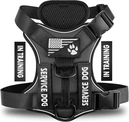 Service Dog Harness, Reflective Dog Vest Harness with 5 PCS Patches, Adjustable Soft Oxford Pet Harness, Inner Layer Mesh, Easy to Control for Dogs (All-RED, Small (Pack of 1)) - Image 10