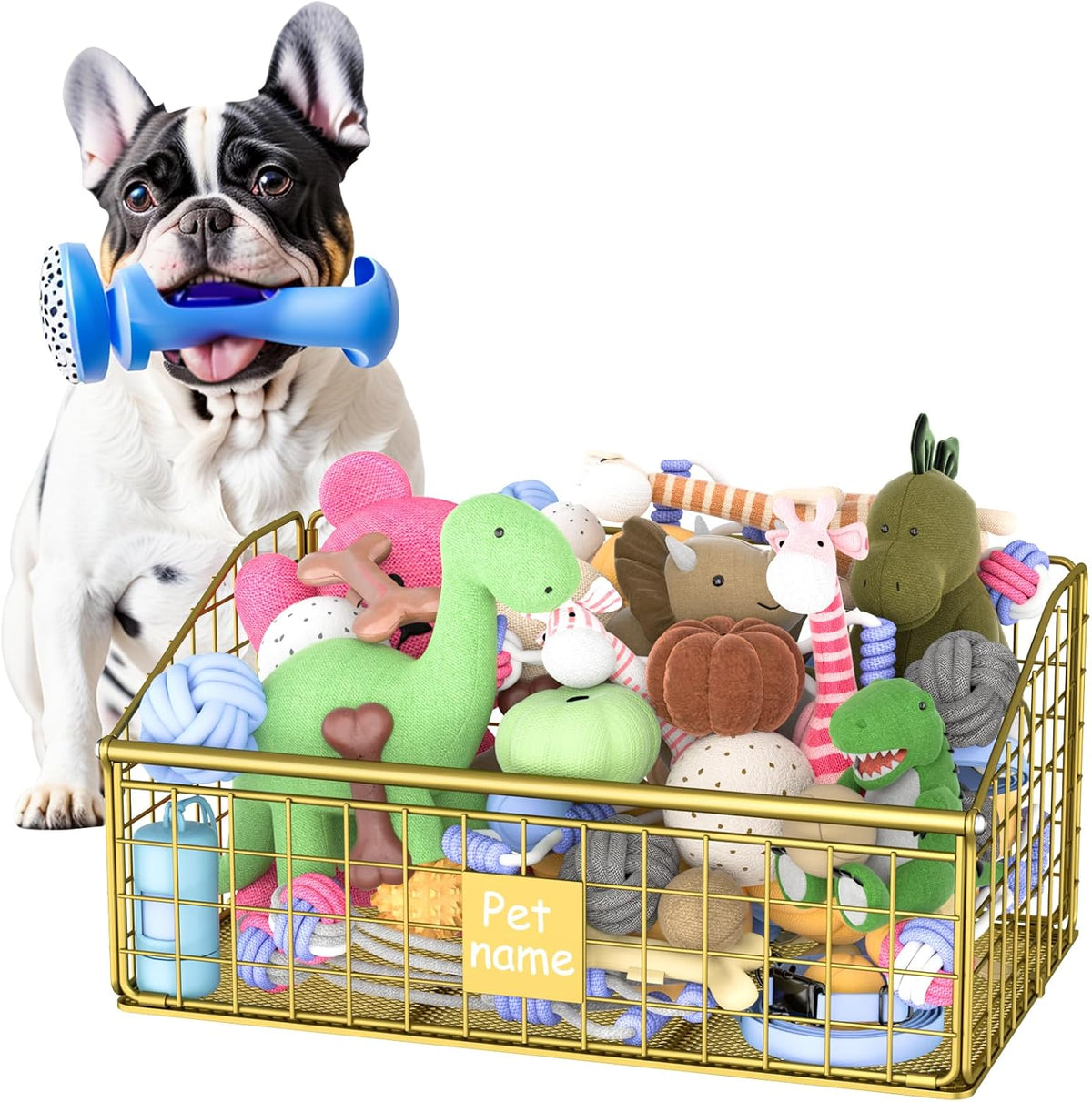 Kaiferty Indestructible Dog Toy basket, Medium Toy Box for Dogs,Pet Toy Bin Dog Metal Basket for Toys, Toy Storage Organizer, Toy Box for Living Room Area (Black) - Image 10